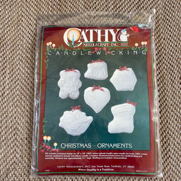 NEW 1980s Cathy Needlecraft Candlewicking Ornament Kit Vintage - Picture 1 of 3